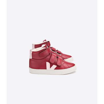 Veja ESPLAR MID FURED LEATHER Kids' High Tops Red | NZ 682UZG